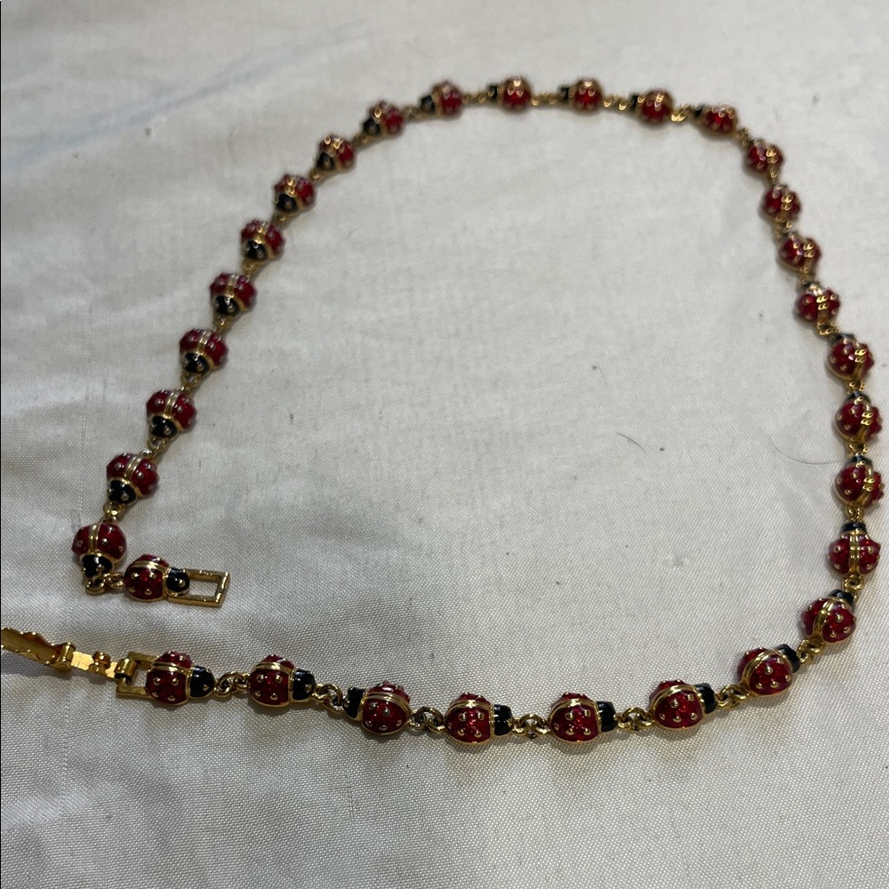 Joan Rivers Red and Gold ladybug Necklace